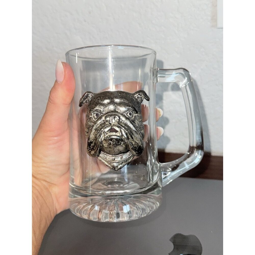 Arthur Court Pewter Bulldog Glass Beer Mug Stein Georgia Bull Dogs - Picture 3 of 4